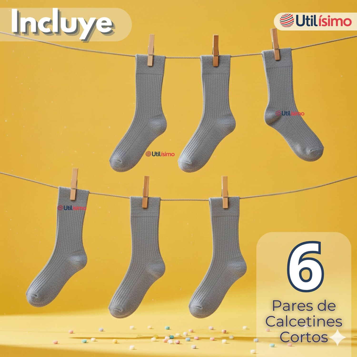 Pack 6 Calcet&iacute;nes Escolares Corto Bamb&uacute; Gris Ni&ntilde;o Juvenil image number 1.0