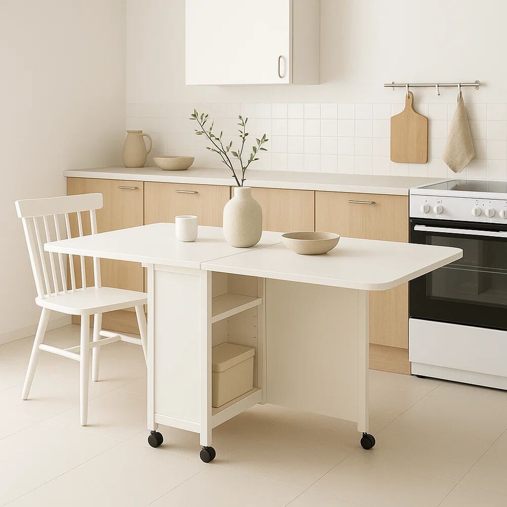 Mesa De Comedor Plegable Extendible Blanca 140x60cm image number 9.0