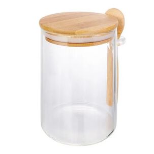 Frasco Contenedor Hermetico Vidrio 10cm Redondo Con Cuchara Frasco Contenedor Hermetico Vidrio 10cm Redondo Con Cuchara