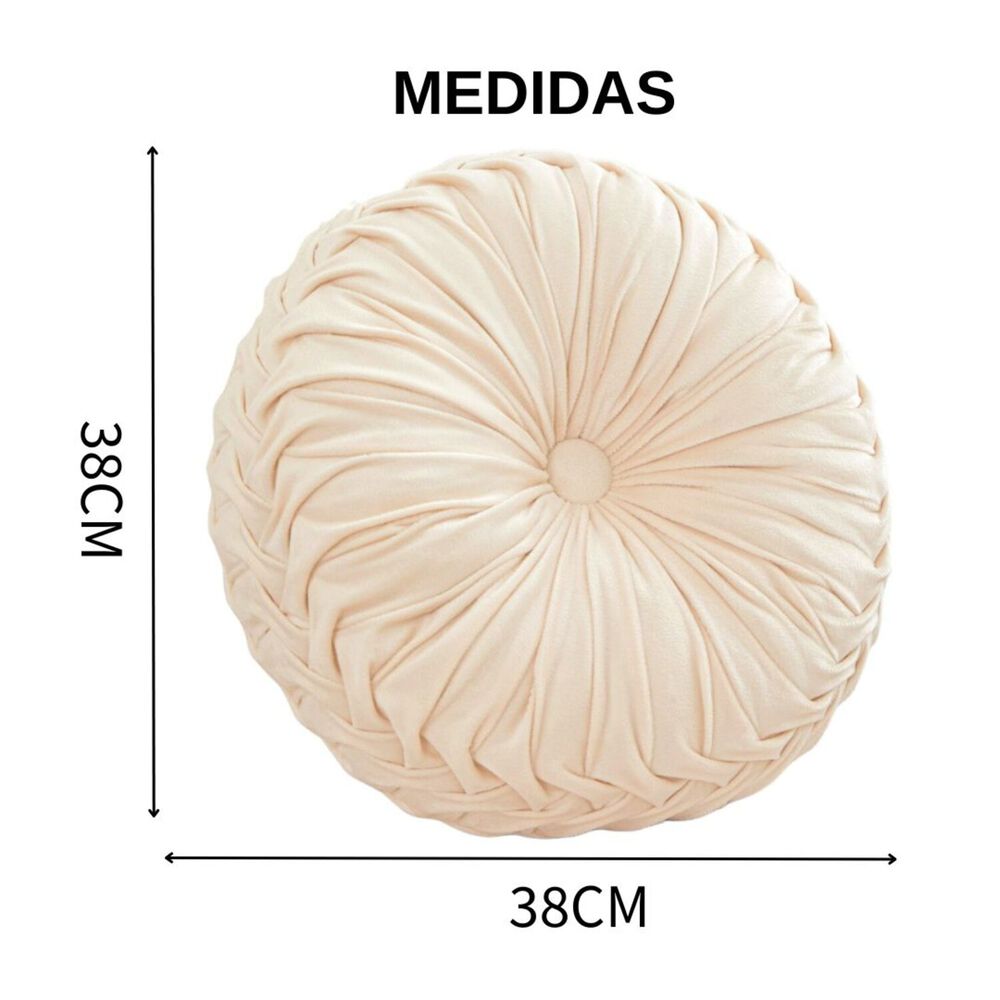 Cojin Redondo De Terciopelo Decorativo Elegante 37cm Turquesa Crt-8 image number 1.0