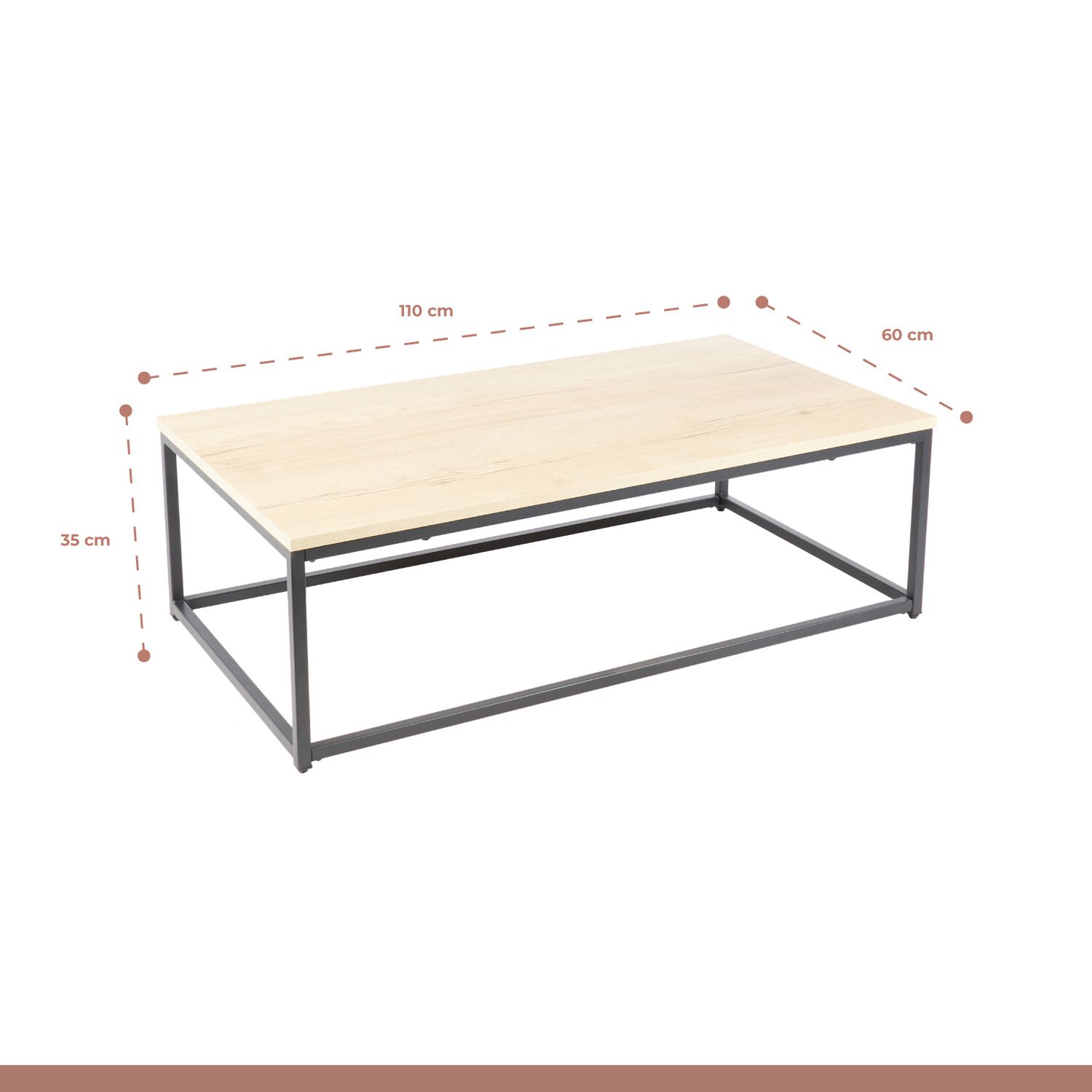 Mesa De Centro Rectangular 110x60 - Madera Clara image number 3.0