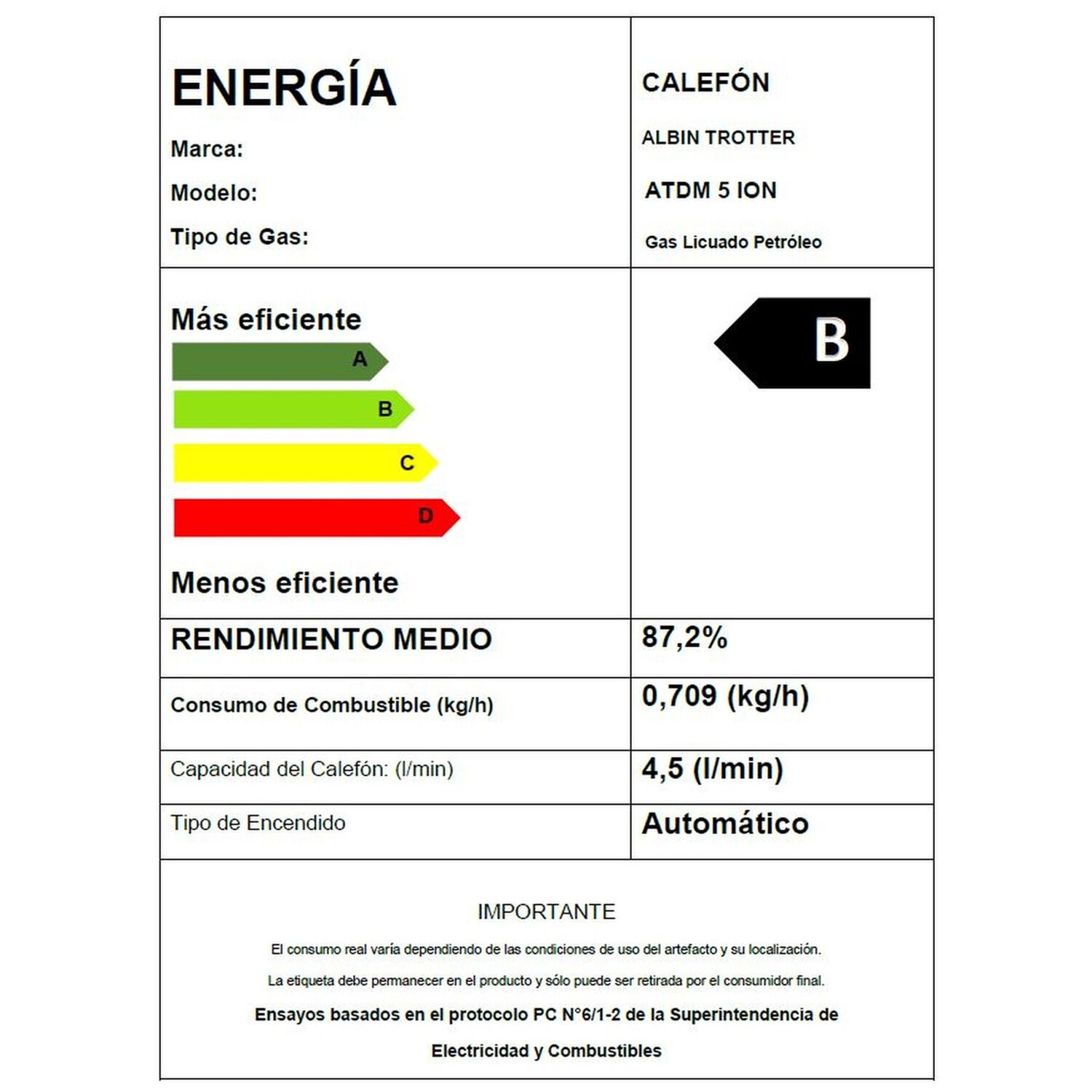 Calefont Albin Trotter 5 Litros Tiro Natural Gas Licuado image number 3.0