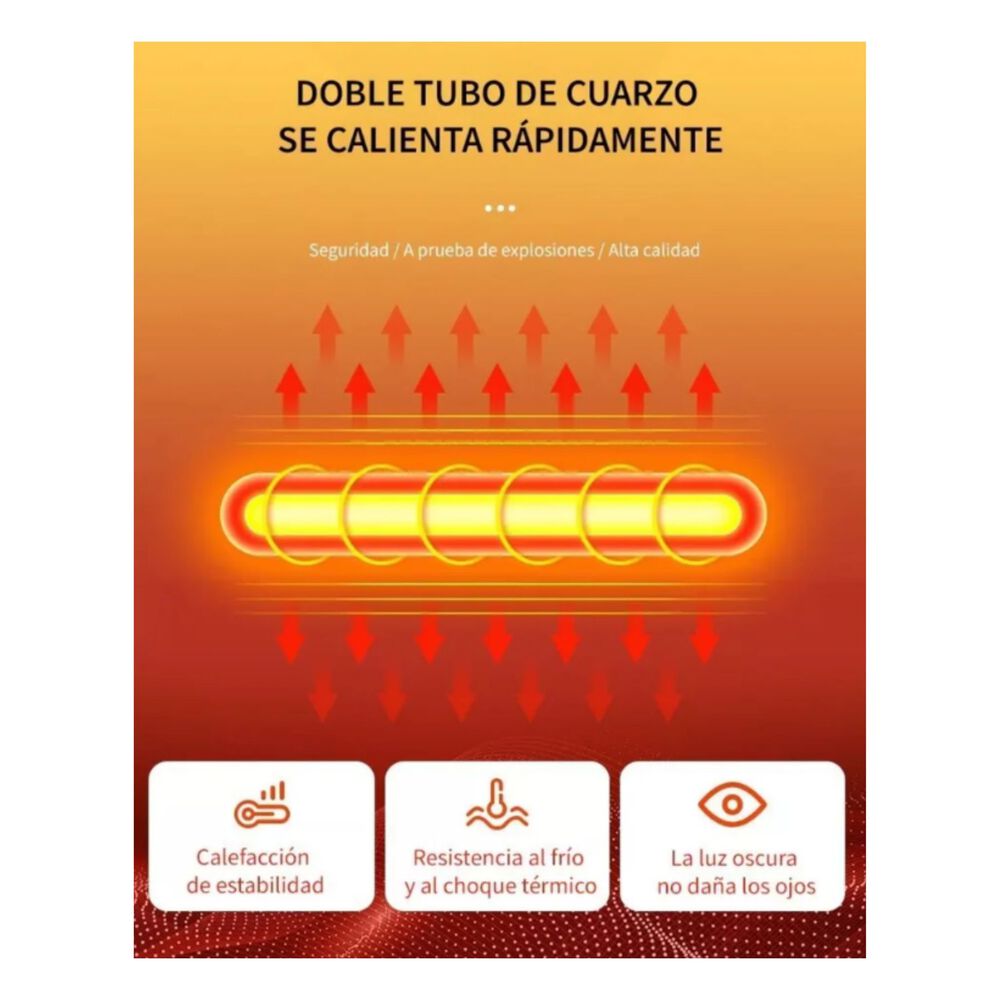 Calefactor Estufa Halógeno 800w Bajo Consumo Oficina Gris image number 7.0