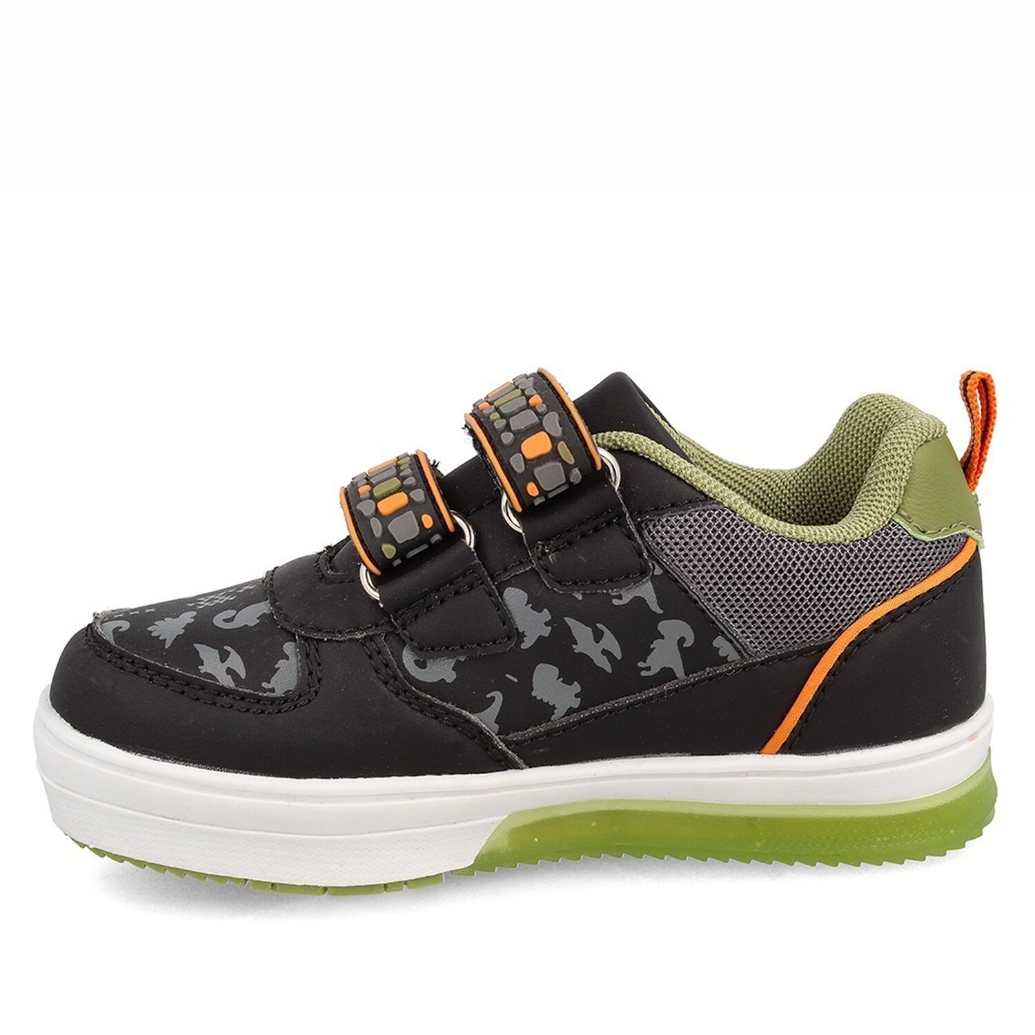 Zapatilla Ni&ntilde;o Bubblegummers Luces Neon Negro-naranja image number 4.0