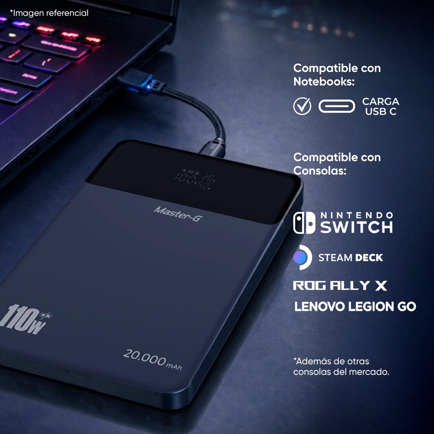 Cargador Slim Port&aacute;til Notebook 20000mah 110w Pd Master-g image number 2.0