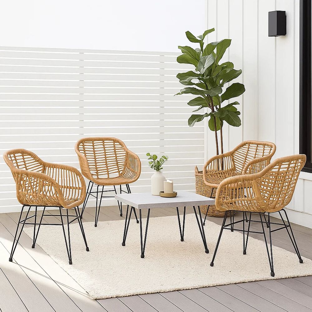 Pack De 4 Butacas Con Apoyabrazos De Terraza Rattan Grecia Color Madera image number 2.0