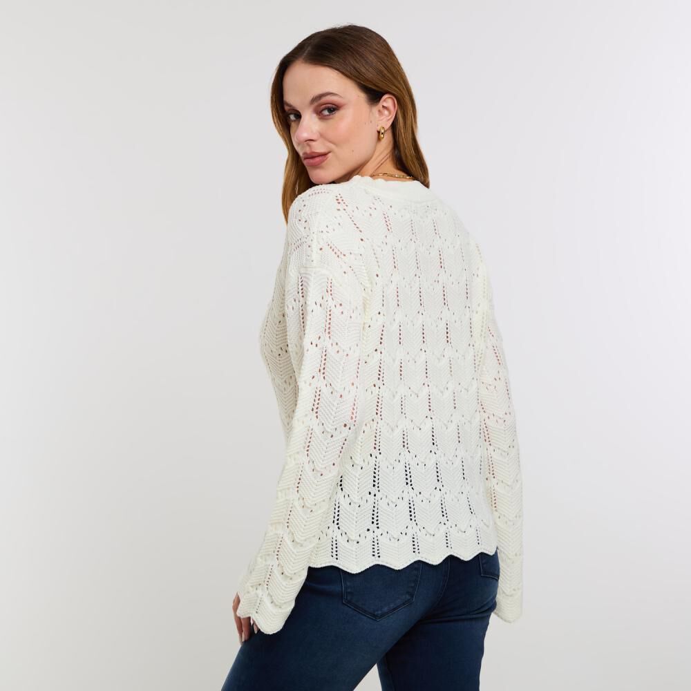 Sweater Calado Manga Larga Cuello Redondo Mujer Kimera image number 3.0
