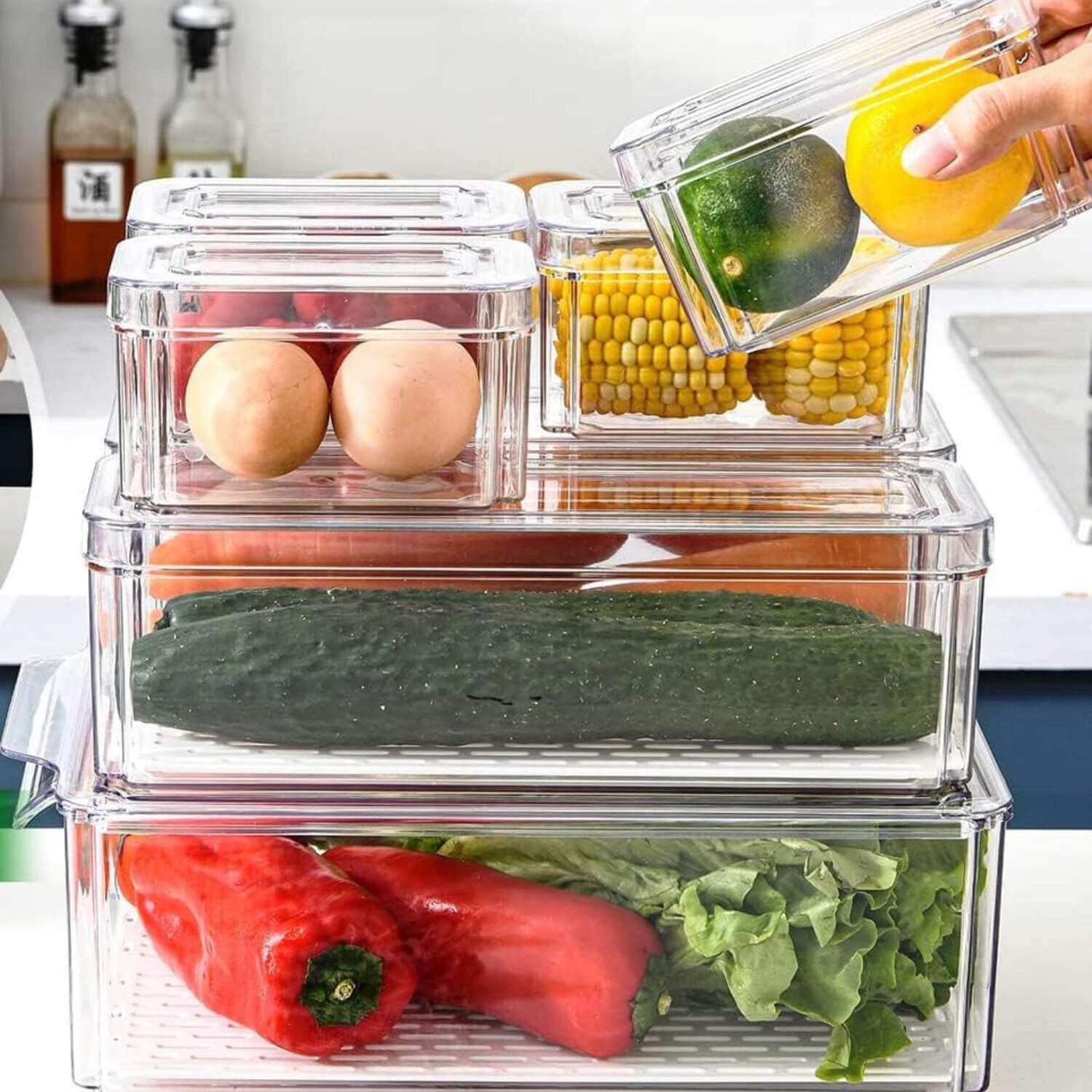 Set 7 Contenedores Organizadores Para Refrigerador Y Cocina image number 7.0