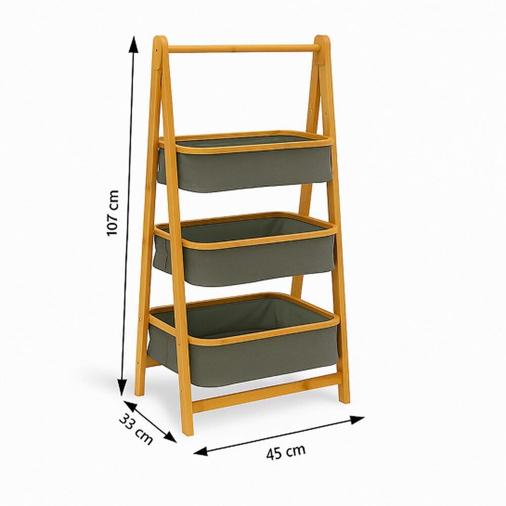 Estante Organizador Plegable 3 Niveles | Cestas De Tela Gris image number 2.0