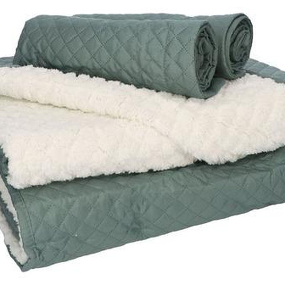 Quilt Andes Sherpa Liso Verde 2 Plazas image number 1.0