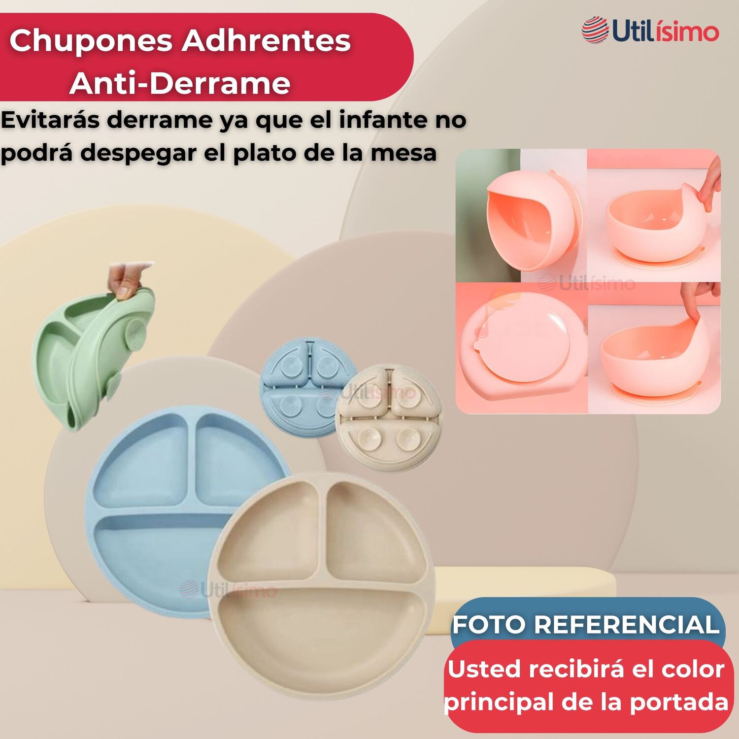Set De Alimentaci&oacute;n Beb&eacute; Silicona Con Vaso 5 Piezas Libre Bpa Color Rosa Oscuro image number 8.0