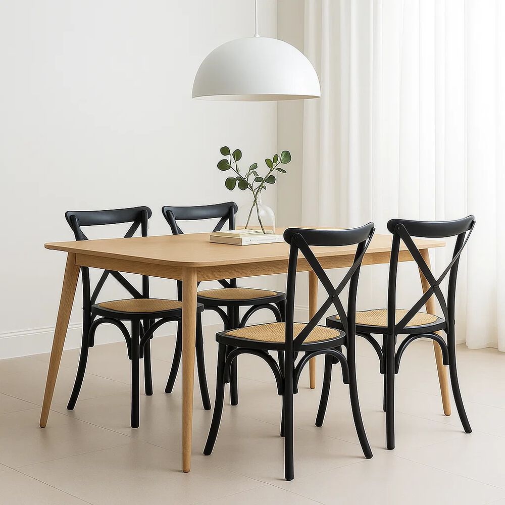 Pack De 4 Sillas Crossback Madera Rattan Negras image number 2.0