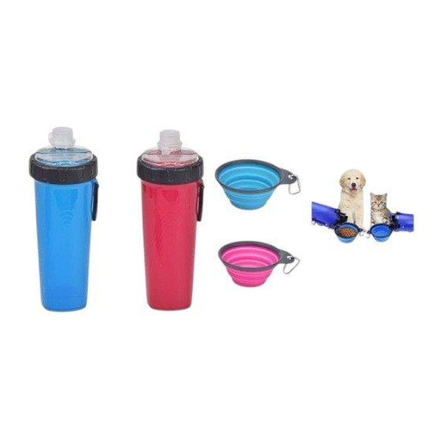 Botella De Agua Dual Portatil Vaso Plato Plegable Para Mascotas image number 0.0