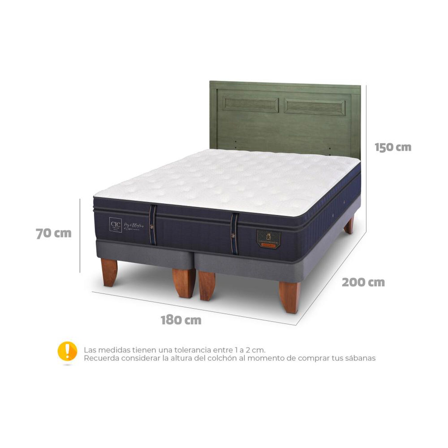 Cama Europea Cic Linea Premium / King / Base Dividida + Respaldo image number 5.0