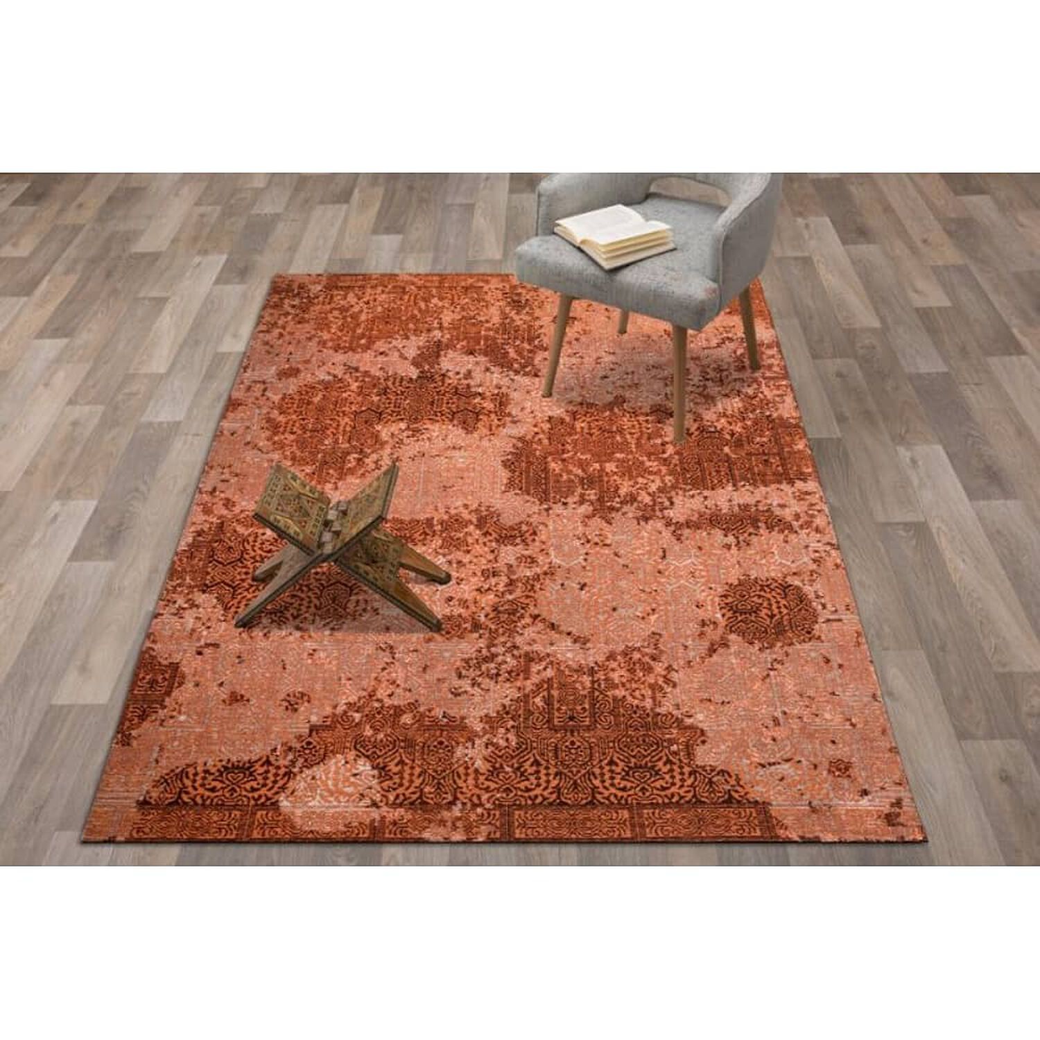 Alfombra Jacquard Naranja Rectangular Mediana image number 2.0