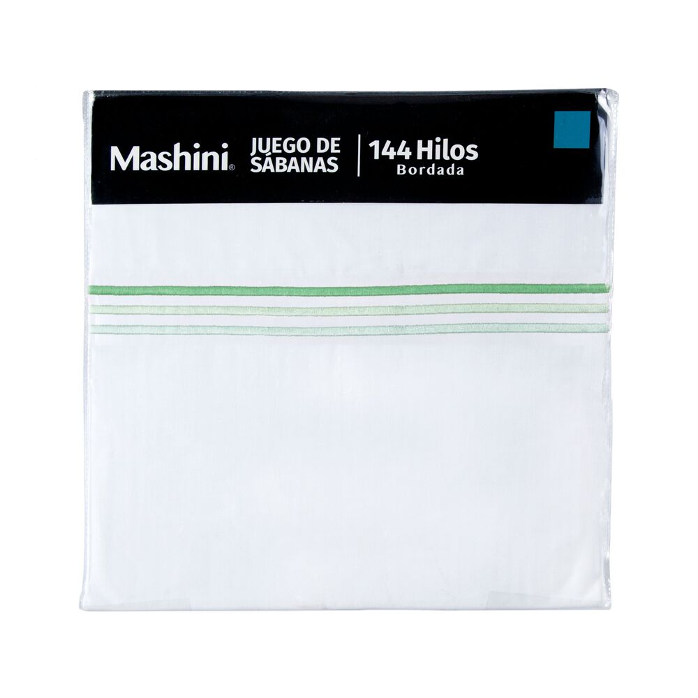 Sabana Bordada 144 Hilos Mashini King Line Verde image number 2.0
