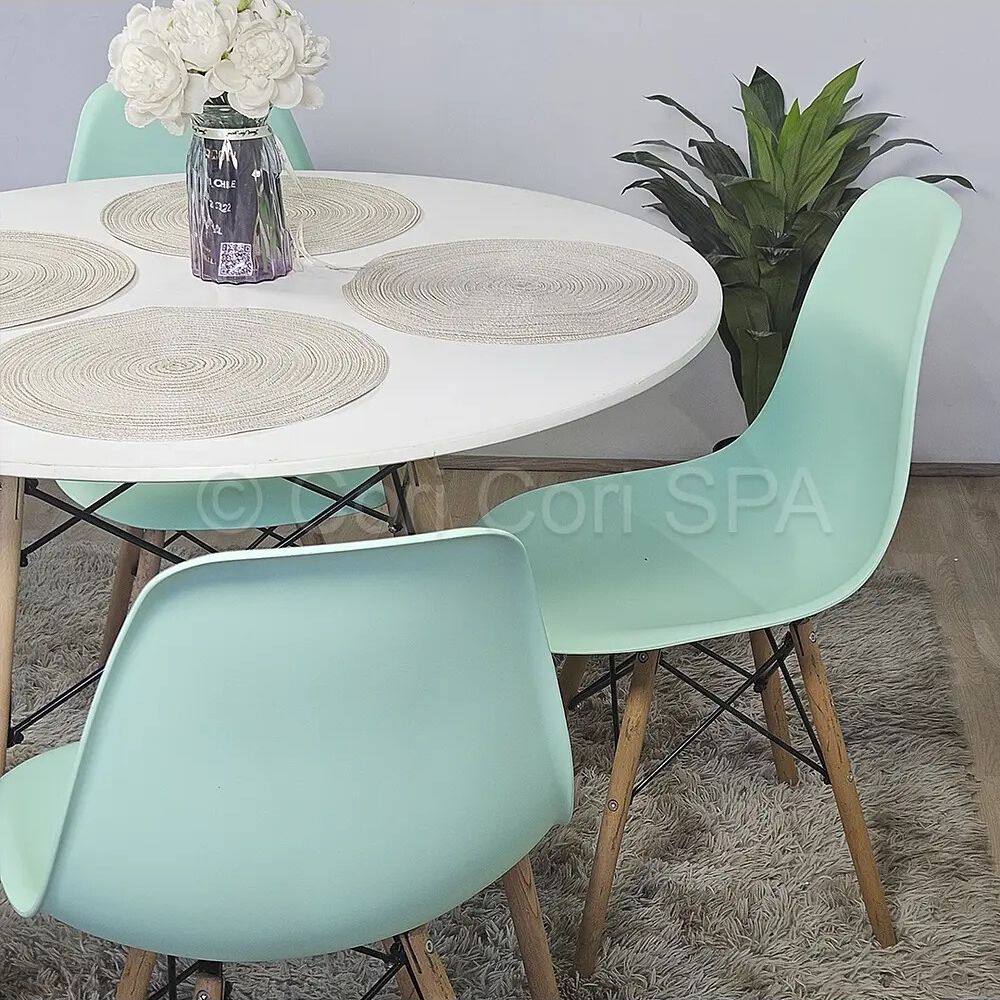 Juego De Comedor Mesa Eames Blanca 100cms + 4 Sillas Eames Menta image number 2.0