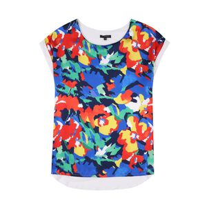 Polera Estampado Frontal Manga Corta Cuello V Mujer Kimera