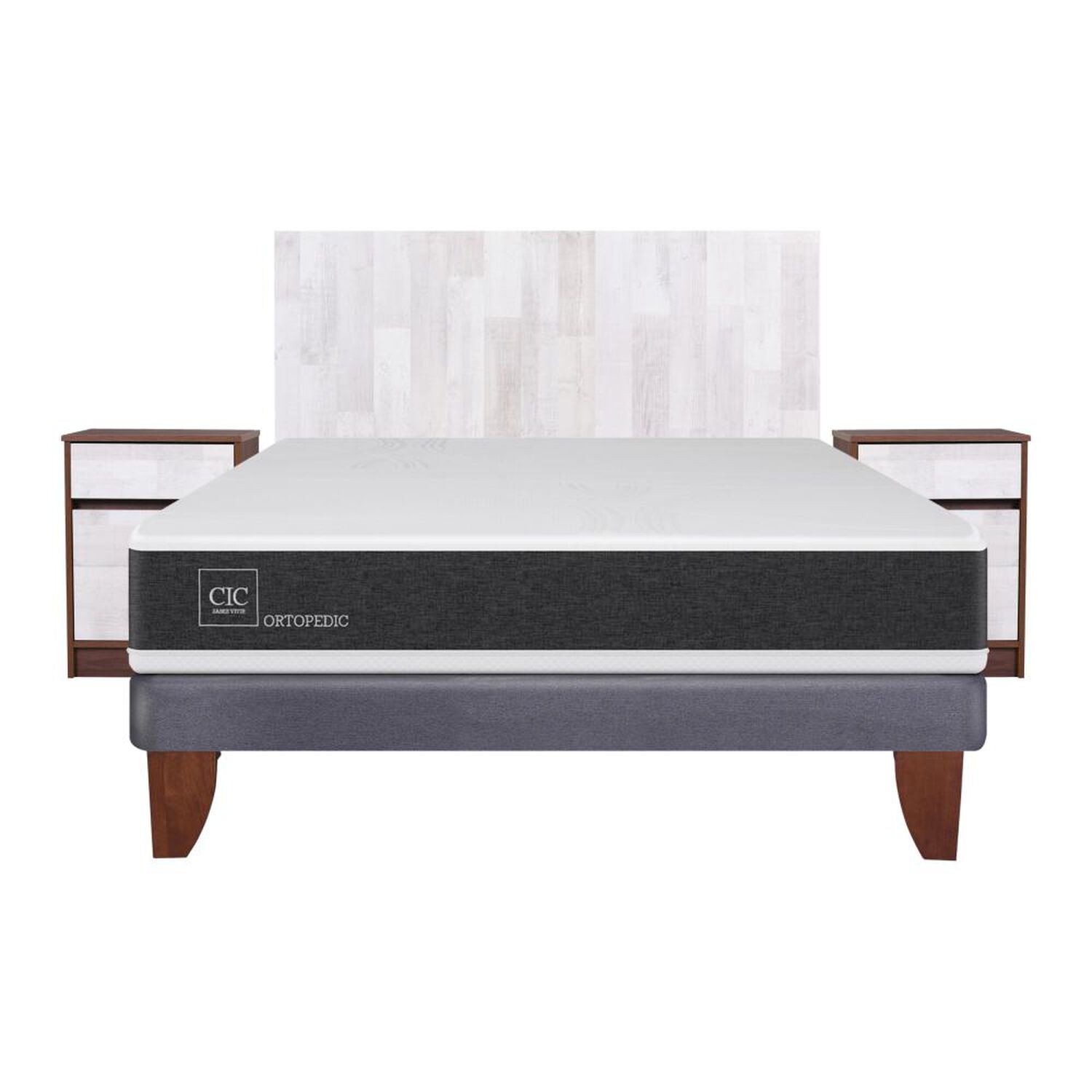 Cama Europea Cic New Ortopedic / 2 Plazas / Base Normal + Set de Maderas Legno image number 0.0