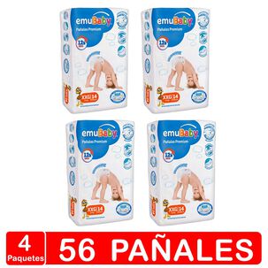 Emubaby Premium - Pack X 4 Paquetes - Talla Xxg 56 Pañales