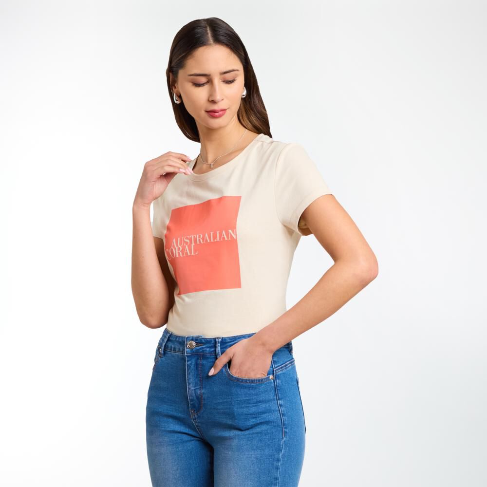 Polera Estampada Manga Corta Cuello Redondo Mujer Kimera image number 2.0