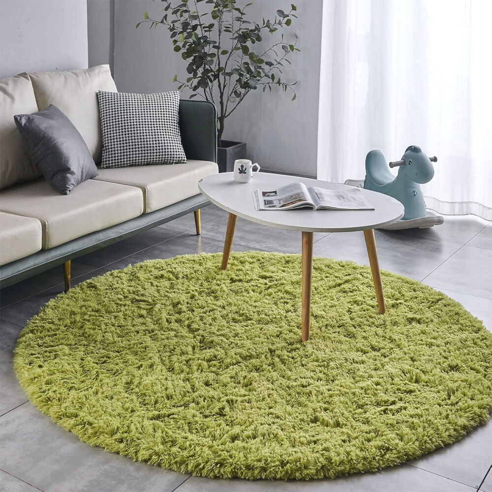 Alfombra Shaggy De Polipropileno Redonda 190cm Barcelona - Verde image number 4.0