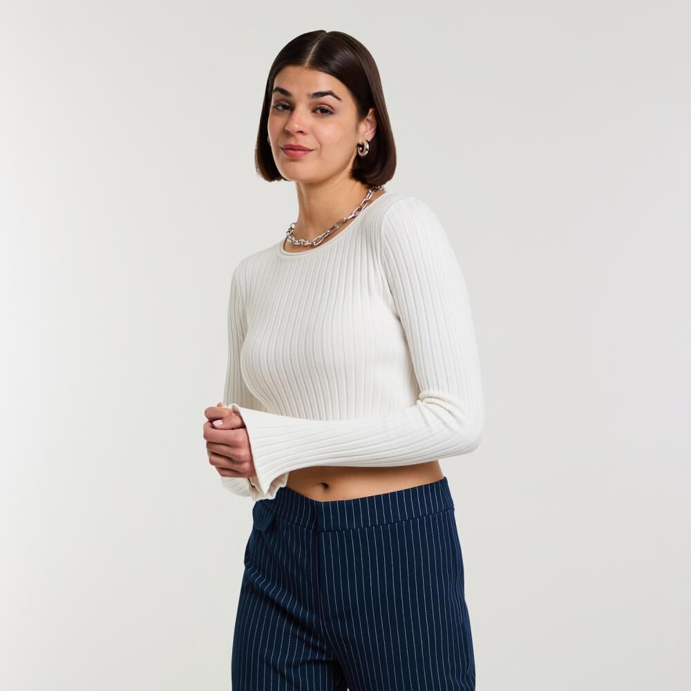 Sweater Crop Asimetrico Manga Larga Cuello Bote Mujer Rolly Go image number 2.0