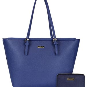 Cartera Tempo + Billetera Trifold Azul Kenneth Cole