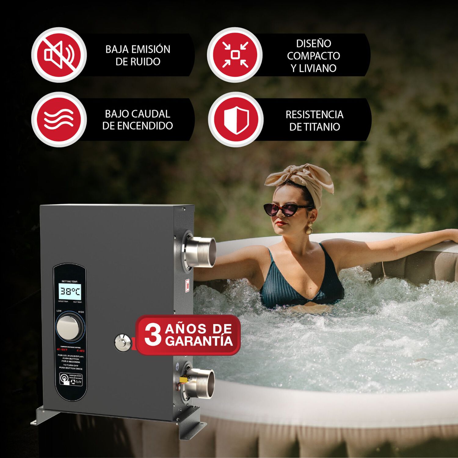 Calentador El&eacute;ctrico De Piscina,jacuzzis Y Spa Rheem E3t 5kw image number 4.0