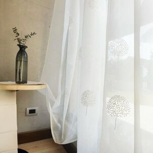 Set De 02 Visillos Bordados Con Argollas 140x230 Cm Mod08