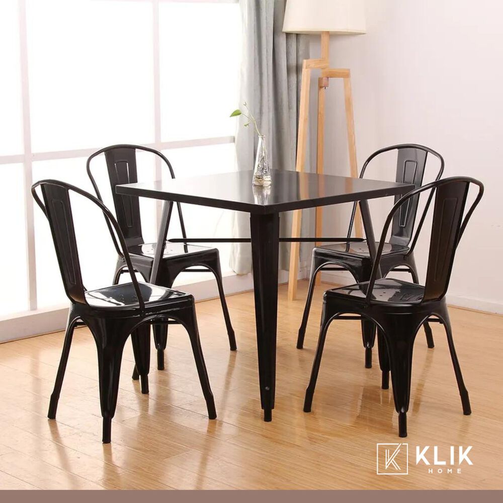 Comedor Mesa Tolix 80x80cm + 4 Sillas Tolix Negras image number 1.0