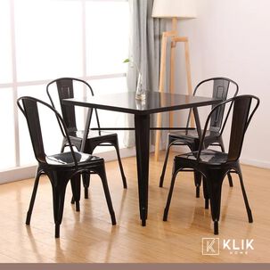 Comedor Mesa Tolix 80x80cm + 4 Sillas Tolix Negras
