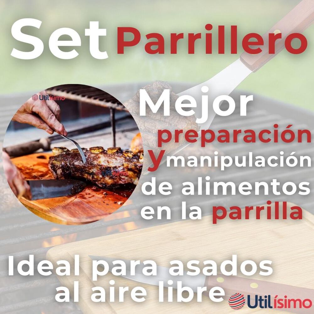 Set Cuchillo + Tenedor Para Parrillas Y Asados Acero Inoxidable image number 2.0