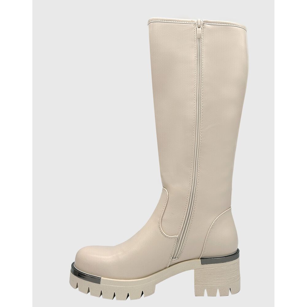 Bota Para Mujer Beige Bajo La Rodilla Lisa Danicolle image number 4.0