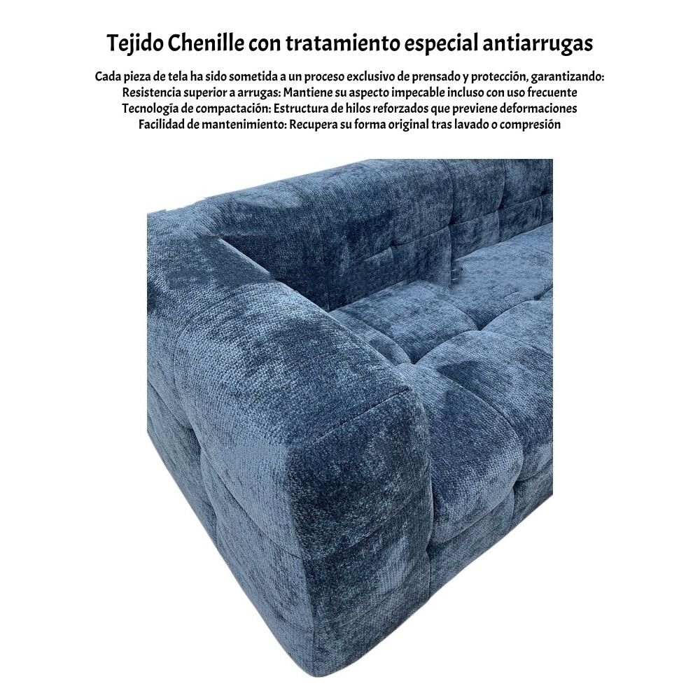 Sof&aacute; Comprimido Tela De Pana 200x90cm K30 Azul image number 1.0