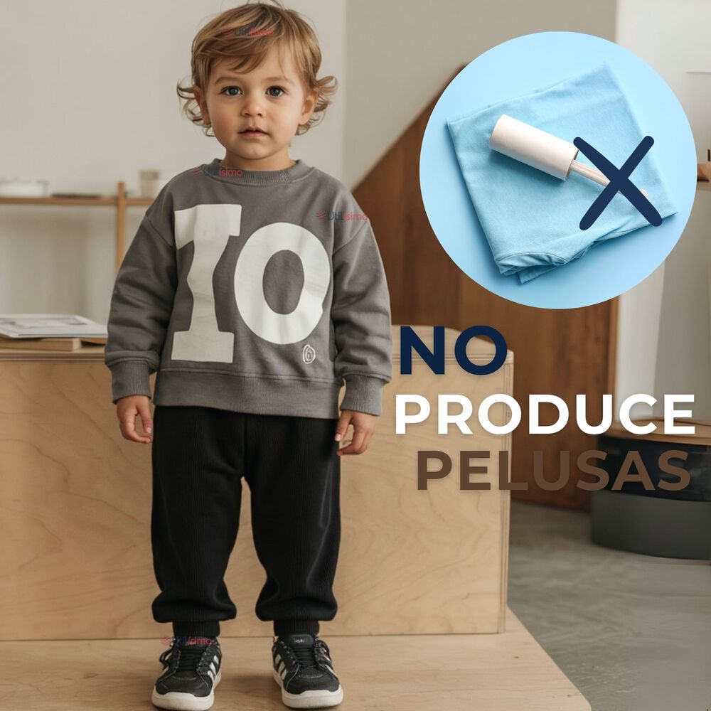 Buzo Beb&eacute; Ni&ntilde;o Forrado En Polar Negro Pantal&oacute;n image number 8.0