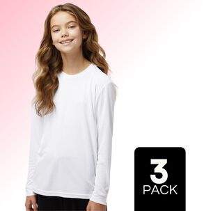 Pack 3 Camiseta Polera Polar De Ni&ntilde;a Blanco Primera Capa