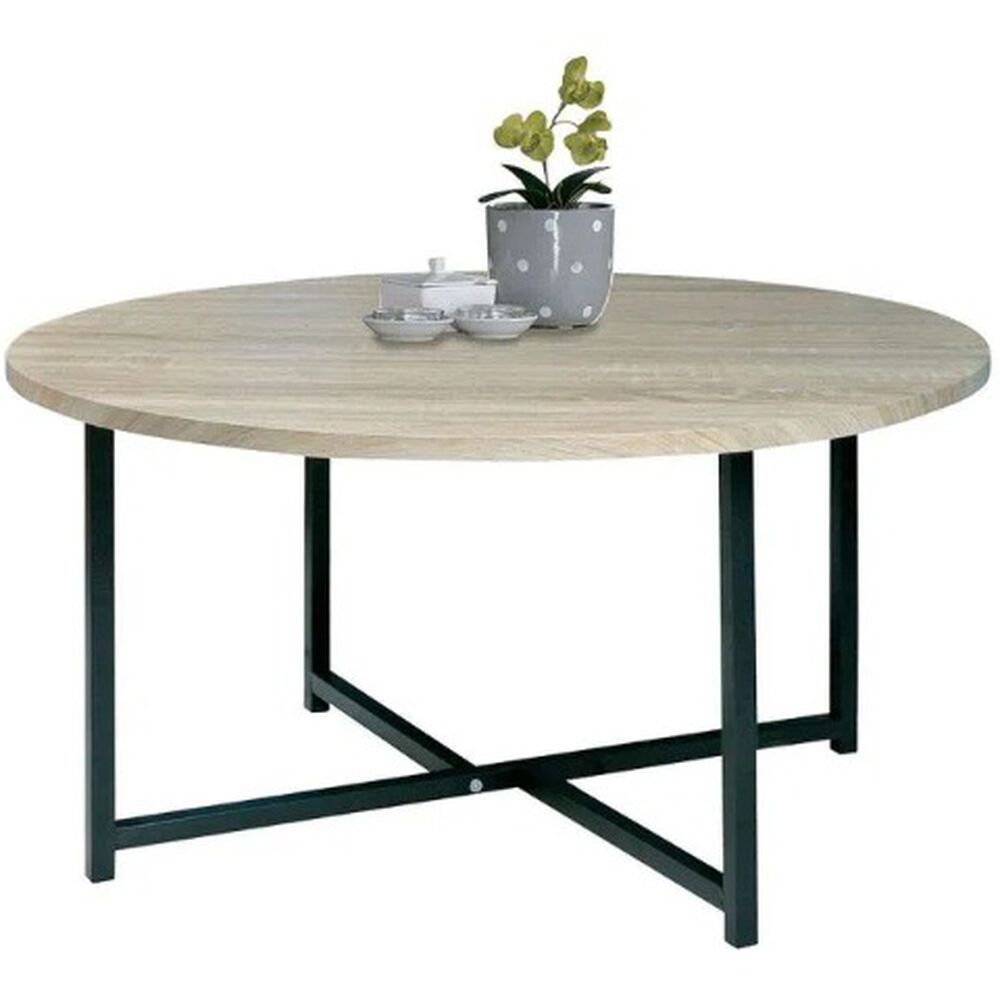 Mesa De Centro Redonda Para Living Con Tope Natural 80cm image number 0.0