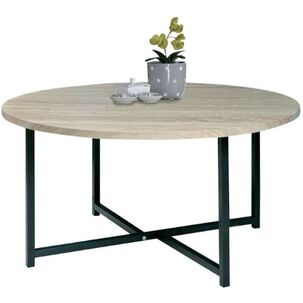 Mesa De Centro Redonda Para Living Con Tope Natural 80cm