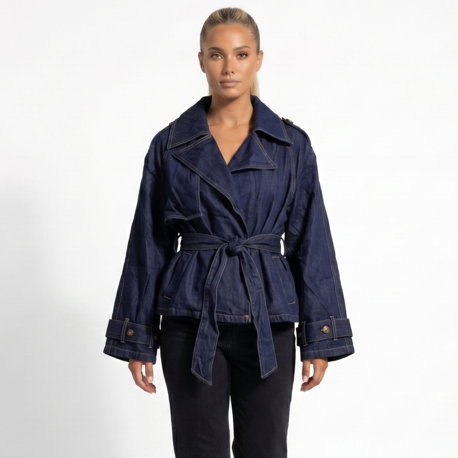 Chaqueta Blazer Denim Mujer Oversize Rashel image number 0.0