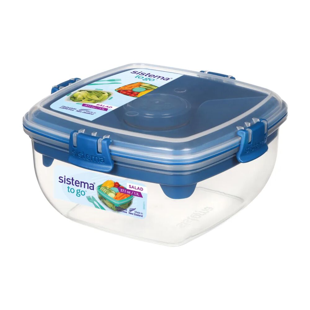 Sistema To Go Contenedor Hermético Ensalada 1.1l Azul image number 0.0