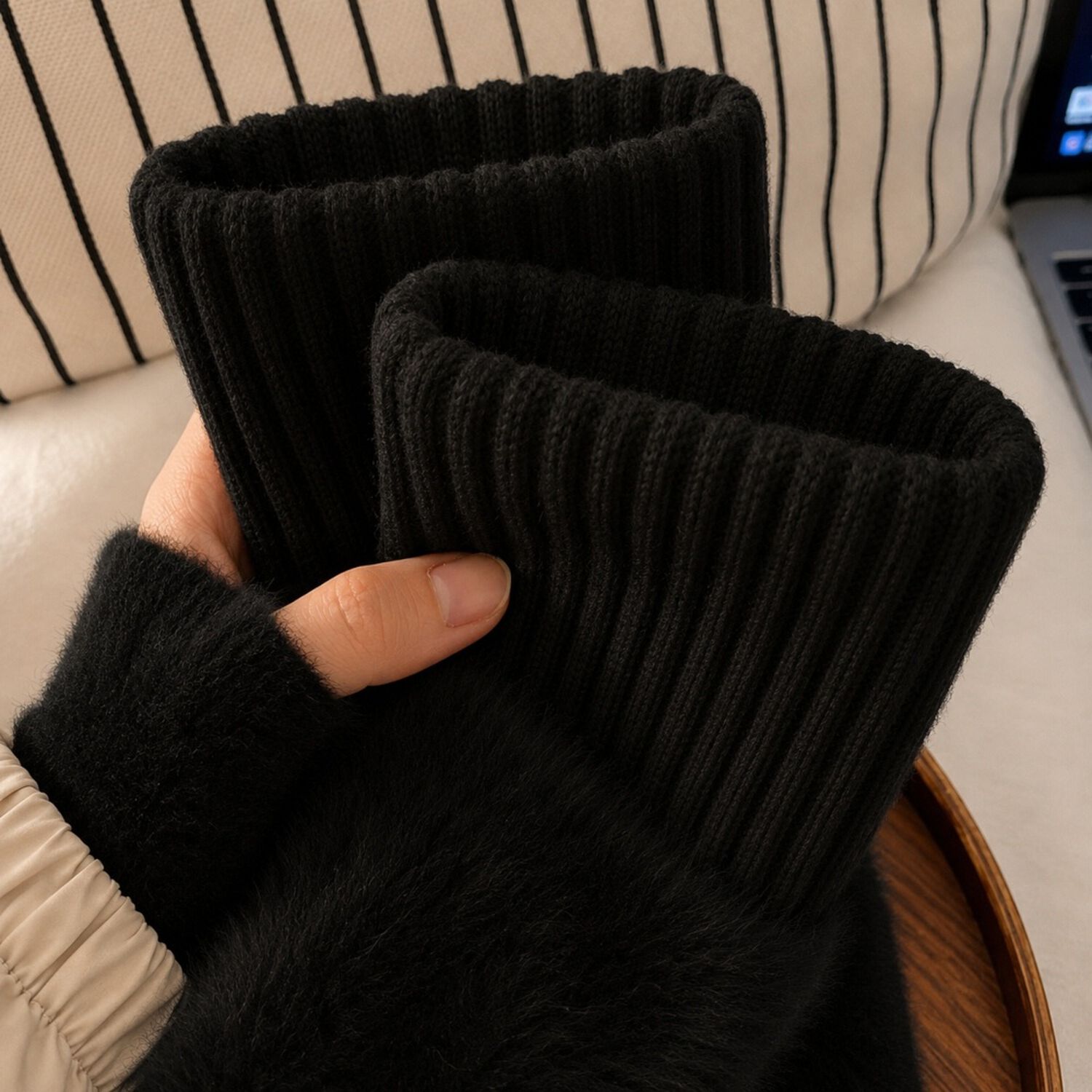 Guantes Suaves De Invierno Sin Dedos Medio Dedo Esponjoso image number 15.0