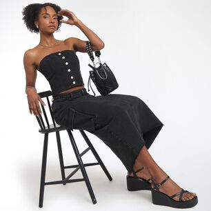Falda Denim Tiro Medio Cargo Mujer Rolly Go