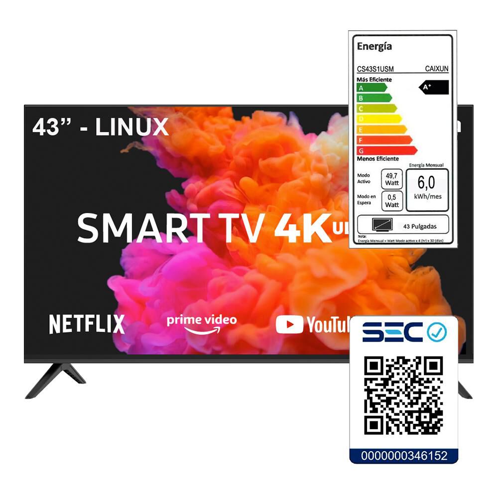 Led 43" Caixun CS43S1USM / Ultra HD 4K / Smart TV image number 5.0