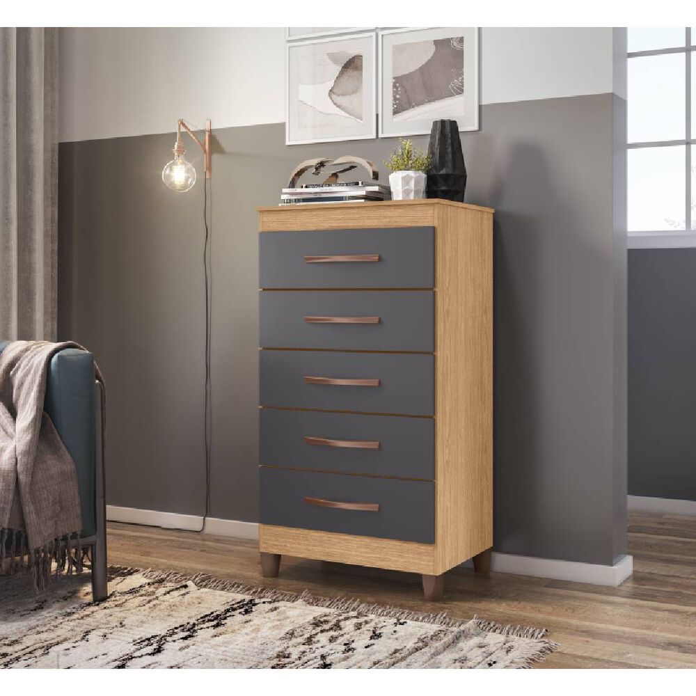 Comoda Esmeralda 5 Cajones Freijo Titanium image number 2.0