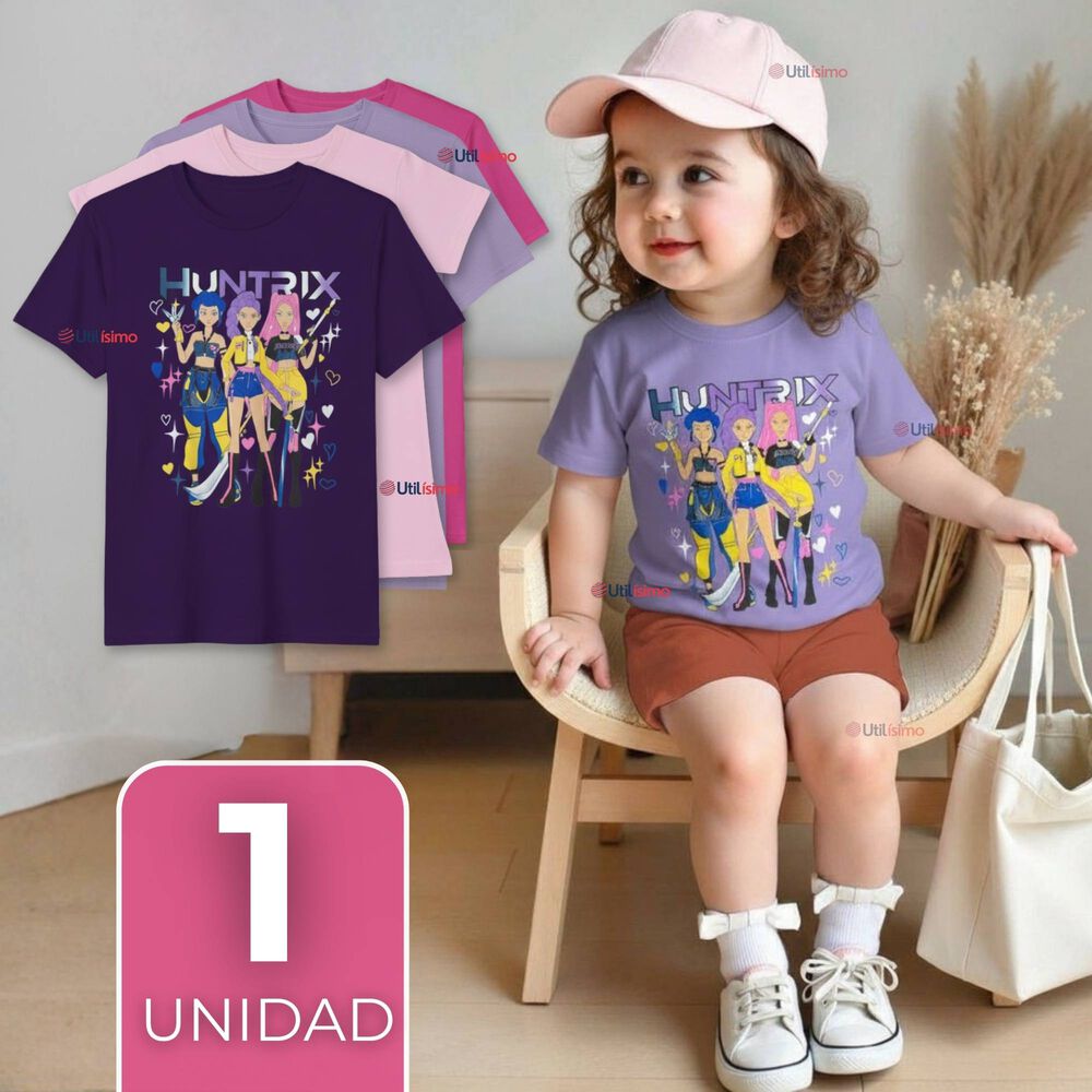 Polera Huntrix 100% Algodón Manga Corta Niña Huntr/x Demon Hunters Rumi Mira Zoey image number 0.0