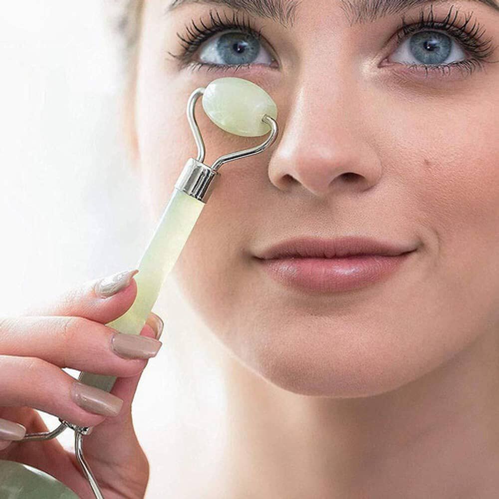 Rodillo Masajeador Facial Y Piedra De Jade 100% Natural image number 2.0