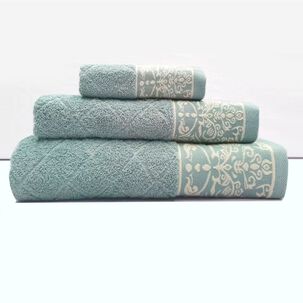 Juego Toalla Andes 3 Piezas Flores Aqua