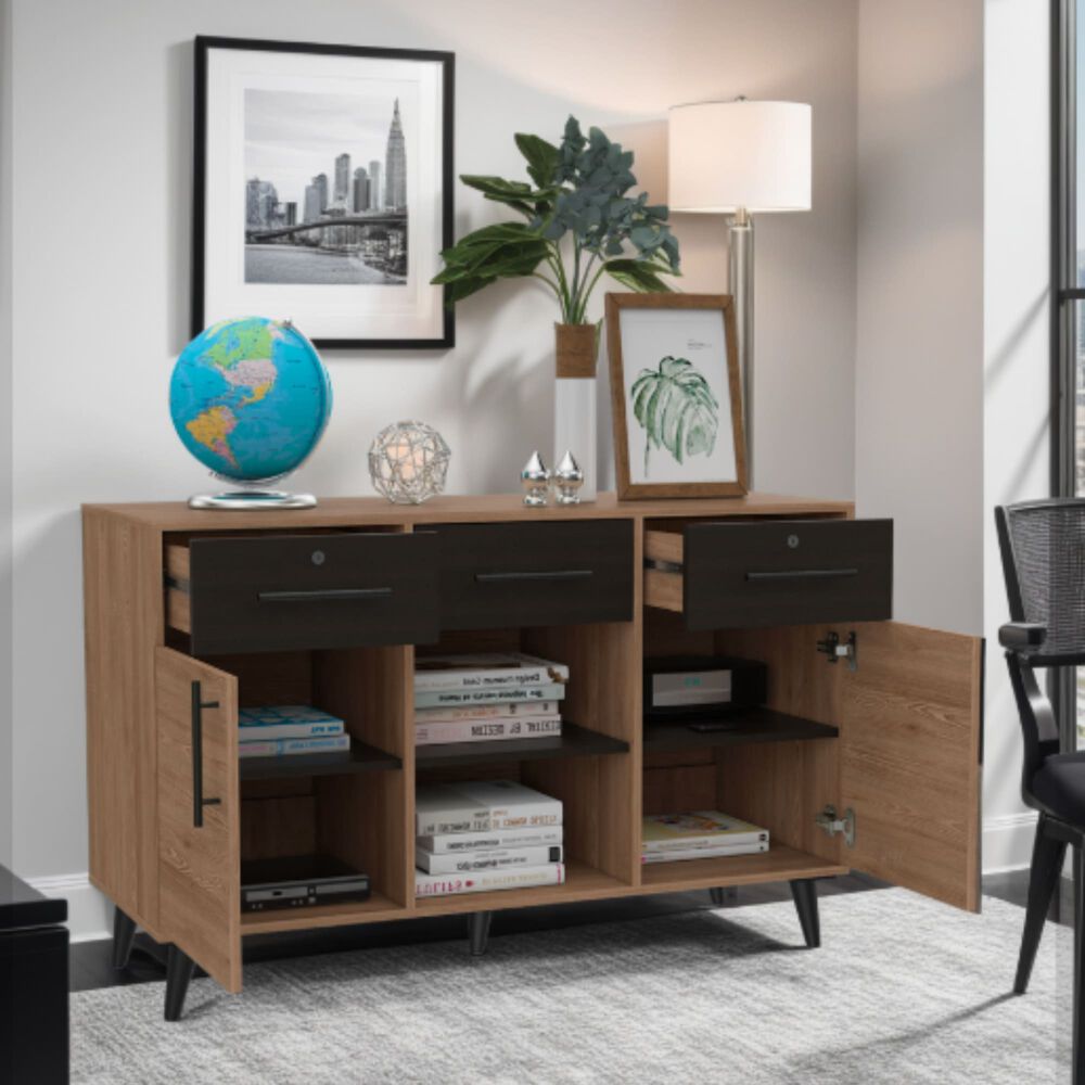 Buffet 3 Cajones 2 Puertas Fm-001c Caf&eacute; Claro Y Plomo image number 4.0