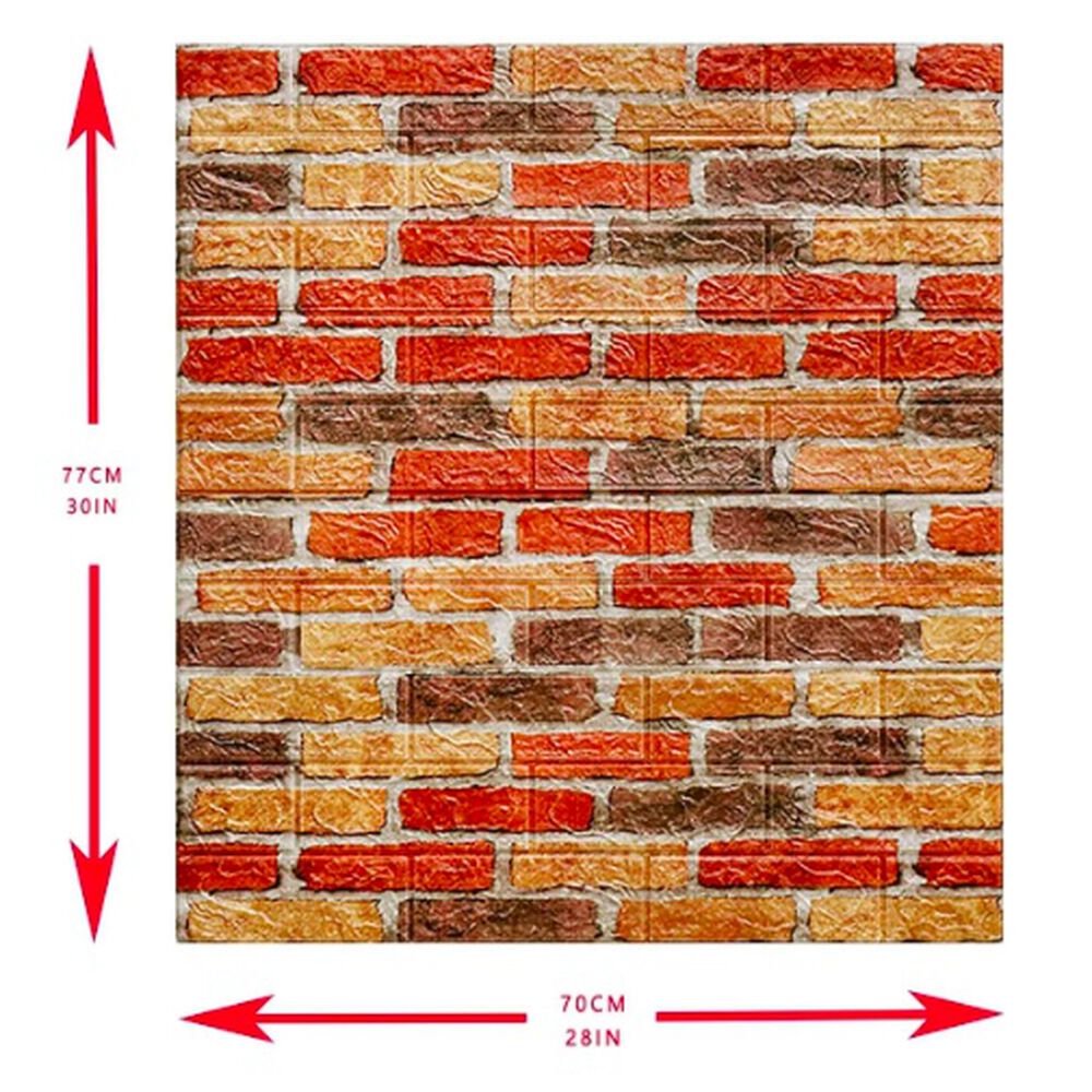 Pack 10 Lamina Papel Mural Autoadhesivo 3d Ladrillo Hojas image number 1.0